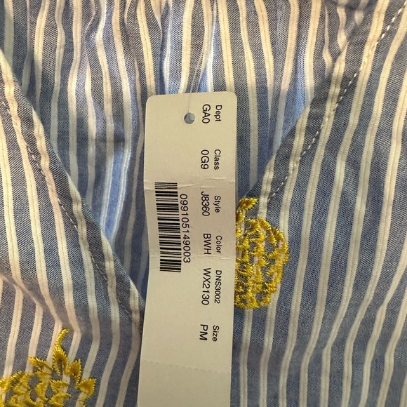 J. Crew Blue and White 3/4 Sleeve Wrap Blouse - Picture 3 of 9